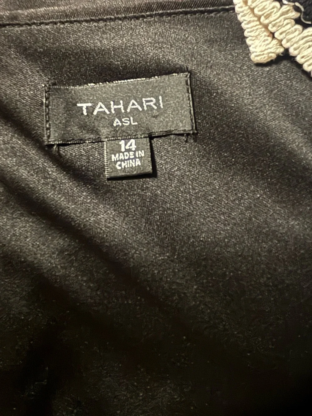 Tahari ASL Black Midi Dress Ivory Crochet Trim Sleeveless Flare NWOT Size 14 - Picture 7 of 8